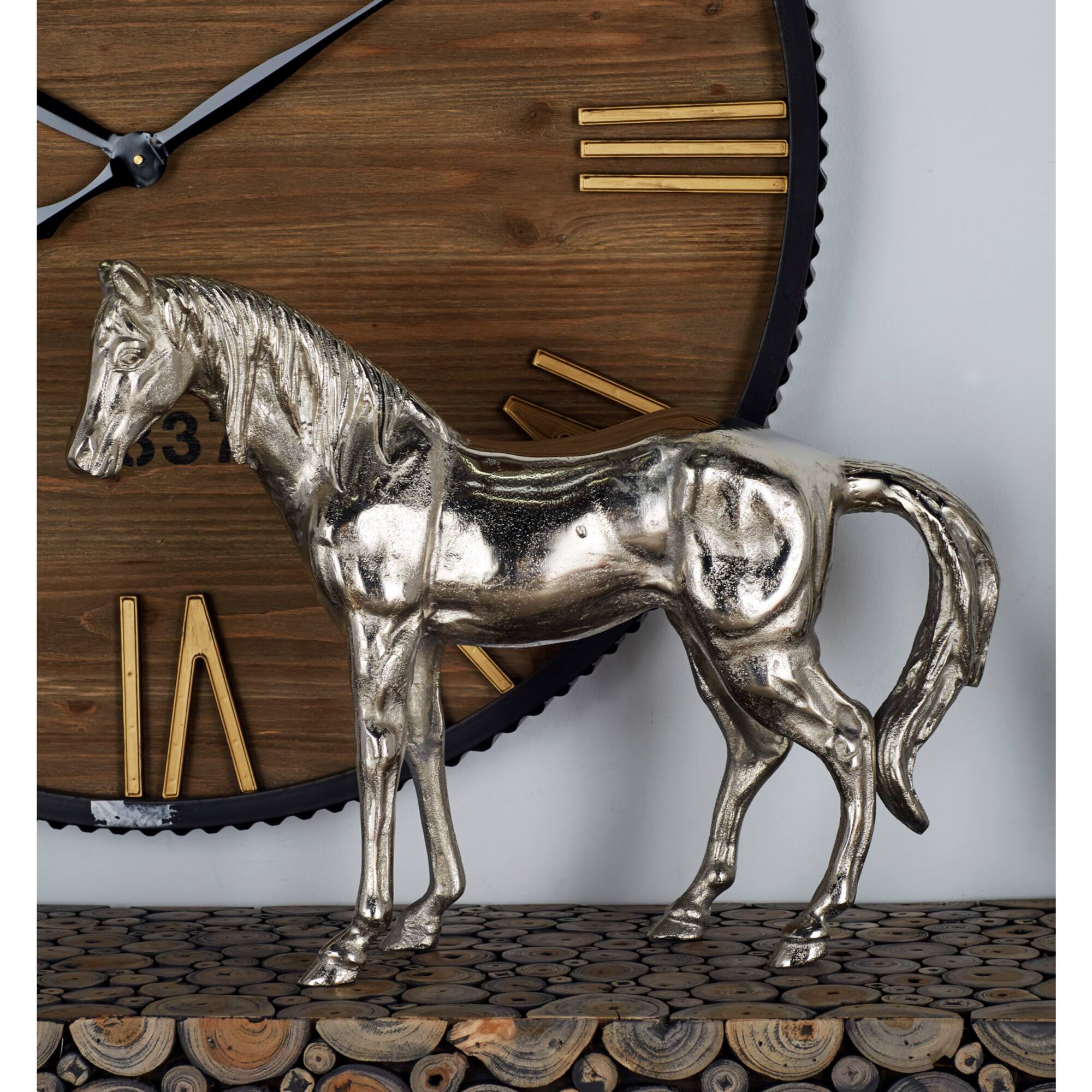 Silver Glam Aluminum Sculpture, Horse 17" x 23" x 6"